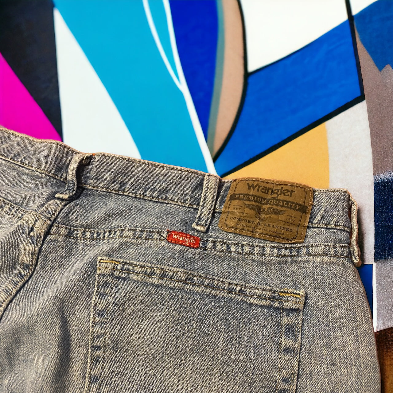Light wash men’s Wrangler plus size Dad Jeans
